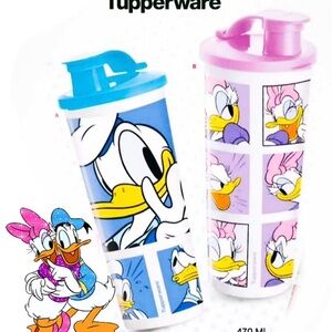 Tupperware Donald & Daisy Duck Tumbler Duo - Blue & Pink 16oz Each